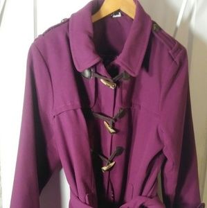 Plum colored wool coat 3/4 length